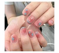 False Nails 24Pcs Shiny Press on Fake Nails Dark Pink Square Short Gel Cover False Fingernails Manicure Art Tips for Women and Girl(Color21)