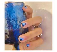 False Nails 24Pcs Shiny Press on Fake Nails Dark Pink Square Short Gel Cover False Fingernails Manicure Art Tips for Women and Girl(Color39)