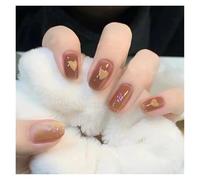 False Nails 24Pcs Shiny Press on Fake Nails Dark Pink Square Short Gel Cover False Fingernails Manicure Art Tips for Women and Girl(Color28)