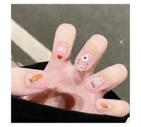 False Nails 24Pcs Shiny Press on Fake Nails Dark Pink Square Short Gel Cover False Fingernails Manicure Art Tips for Women and Girl(Color35)