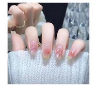 False Nails 24Pcs Shiny Press on Fake Nails Dark Pink Square Short Gel Cover False Fingernails Manicure Art Tips for Women and Girl(Color25)