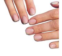 False Nails 24pcs Simple Square False Nails Short Rainbow Line Flame Fake Full Cover Detachable Nail Tips Press On(02)