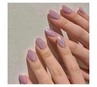 False Nails 24pcs Stiletto Aurora Fake Nails Set Press On Short Almond Wearable False With Glitter Designs Full Cover Nail Tips(Style2)