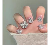 False Nails 24pcs Wearable Pink Press On Fake Nails Tips With Glue false nails design Butterfly Lovely Girl With Wearing Tools(H011)