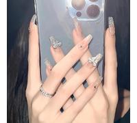 False Nails 24pcs Wearable Pink Press On Fake Nails Tips With Glue false nails design Butterfly Lovely Girl With Wearing Tools(E039)