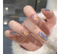 False Nails 24pcs Wearable Pink Press On Fake Nails Tips With Glue false nails design Butterfly Lovely Girl With Wearing Tools(KX-255)