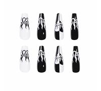 False Nails Accessories 24pcs Trapezoid Nail Nail Patch Nail Nude Powder White Green Leaf Small Cherry With Glue Ladies And Girls 1ml Frenchnails (A, One Size)