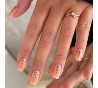 False Nails Acrylic Valentine's Day Short Square Full Covers Glossy Glittering Heart Designs for Women Girls 24Pcs