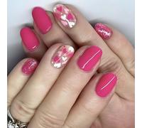 False Nails Acrylic Valentine's Day Short Square Full Covers Glossy Glittering Heart Designs For Women Girls 24Pcs