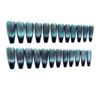 False Nails, Coffin Tip Press On Nails, Blue Black Gradient, Handmade Wearable Nails for Women, 4.3 x 2.4 x 0.4 in / 11 x 6 x 1 cm