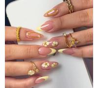 False Nails Collection 24 Piece Long Almond Press on Manicure | Adhesive Tab Wear, Lightweight Artificial Nails for At Home Dressing, Party Looks, Travel