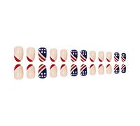 False Nails Elegant Show White European And Fashion French Independence Day Red And Blue With Absolutely Son Wear A European And Nails Nail Wrap (One Size)