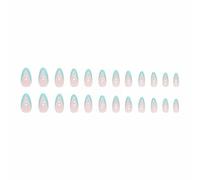 False Nails Elegant Water Drop Type Nails Wear Nail Pieces Exquisite Nail Enhancement Lake Green French Style Edge Atmosphere Pure Desire Nail Pieces Are Easy To Wear 2ml Nails False (A, One Size)