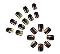 False Nails False Nails Thanksgiving Pumpkin And Flower Press On Nails Maple Leaves Nails Art Decoration For Women