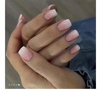 False Nails Medium stick on nails for women impress nail spress on Square French Manicure Fake Tips Press On Full Cover Nails