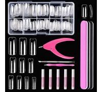 False Nails, MORGLES 500pcs Acrylic Square Clear Fake Nails with Glue, Clippers, Cuticle Pusher and Fork,10 Sizes(0-9) in Box