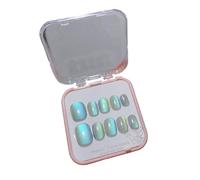 False Nails Shiny 10 Pieces French False Nails Short Square Glue On Nails Press on Nails Full Cover Ballerina Fake Nails Nail Art Stickers for Women and Girls