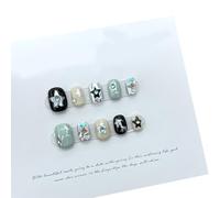 False Nails Short to Stick on with Star Motifs, Decoration for Press On For Natural Looking Manicure, Full Covering False Nails