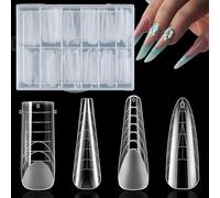 False Nails System Dual Nail Form, 4 Styles Acrylic Nail Tips with Graduated Scale for Nails Tools for Manicure, Reconstructions ManiNails and Nail Tips (96 Pcs)