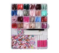 False Nails Tips Kits Mix Shaped Nails Art Charm Flower Nails Charm Manicure Supplies Nails Art Decorations For Women