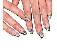 False Nails White Almond False Nails Character Beads Design Fake Patch Nail(H10)