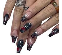 False Nails White Almond False Nails Character Beads Design Fake Patch Nail(H2)