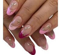 False Nails White Almond False Nails Character Beads Design Fake Patch Nail(H8)
