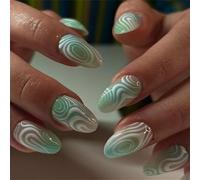 False Nails with Artistic Lines Design and Low Weight | Installation Design for Busy Women Photos and Social Media with Comfortable Wear for Daily Use or Parties
