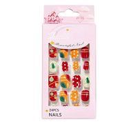 False Nails With Glue Christmas Children'S Nails 24 Pieces Of Wearable Nails Finished Cute Manicure Children'S Patch Manicure Wearable Nails Suitable For Little Girls And Children Cute (A, One Size)