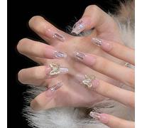 False Stick on Nails Pure Handmade Luxury Salon Designer Nail Art Fake Cute Designs Press On Acrylic Soft Solid UV Art Gel Nails For Girl Women Daily Gift Holiday Fit All Fingers (58, 22p)