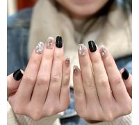 False Stick on Nails Pure Handmade Luxury Salon Designer Nail Art Fake Cute Designs Press On Acrylic Soft Solid UV Art Gel Nails For Girl Women Daily Gift Holiday Fit All Fingers (27, 22p)