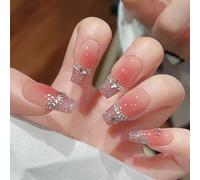 False Stick on Nails Pure Handmade Luxury Salon Designer Nail Art Fake Cute Designs Press On Acrylic Soft Solid UV Art Gel Nails For Girl Women Daily Gift Holiday Fit All Fingers (53, 22p)