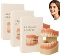 False Teeth Set Full Dentures,Silicone Reline Denture Set Comfortable And Lightweight Easy To Apply Long Lasting Hold Material Safety Elaborate Design,3pairs
