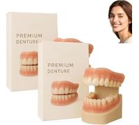 False Teeth Set Full Dentures,Silicone Reline Denture Set Comfortable And Lightweight Easy To Apply Long Lasting Hold Material Safety Elaborate Design,2pairs