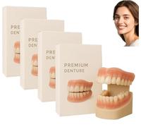 False Teeth Set Full Dentures,Silicone Reline Denture Set Comfortable And Lightweight Easy To Apply Long Lasting Hold Material Safety Elaborate Design,4pairs