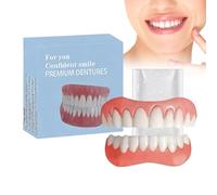 False Teeth Set Full Dentures,Soft Silicone Dentures to Fit Over Existing Teeth,Natural-Looking Comfortable Fit for Men and Women