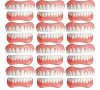 False teeth set,Veneers Dentures Teeth Top And Bottom Detachable Reusable Silic Dentures for Men Women with Bad Teeth,12 pairs