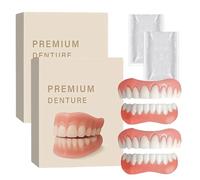 False Teeth Set with Teether 2 PCS False Teeth Set Full Dentures, Comfortable & Adjustable Silicone Dentures