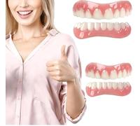 False Teeth Veneers Silicone Dentures Veneer Top and Bottom Teeth Dentures Veneers Temporary Cosmetic Teeth Prosthesis Teeth for Men Women,02