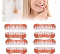 False Teeth Veneers Top and Bottom Veneers Fake Teeth Temporary Prosthesis Teeth for Men Women Silicone Dental Prostheses for Protecting Teeth Regaining Smile,4pcs