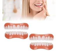 False Teeth Veneers Top and Bottom Veneers Fake Teeth Temporary Prosthesis Teeth for Men Women Silicone Dental Prostheses for Protecting Teeth Regaining Smile,2pcs