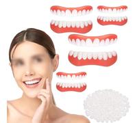 False Teeth Veneers Upper and Lower False Teeth Veneers Cosmetic Veneer False Teeth Temporary Prosthesis Teeth Instant False Teeth Silicone Dental Prostheses,4pcs