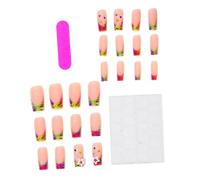False Tips with Gradient French Design, Wearable Manicure Tip Set with White Star Charm Accents and Glossy Nude Base for Styling, 24 Pieces Stick on Tips Artificial Press-on Manicure Hand