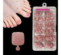 False Toe Nails, Press On Toenail, Acrylic Fake Nails 12 Sizes Stick On Toenails For Women Pink Toes Tip for Girls, Easy Application, Durable & Natural Look