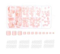 False Toenails, French Tip False Nails, 96 Pieces Short Elegant Touch Stick On Toenails, Fake Toe Nails for Women, Nail Art Decorations for Women GirlsIncludes (4 Sheets of Jelly Glue)