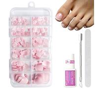 False Toenails Set - 120pcs Square Toe Nails Short With Nail Glue - French White Toe Nail Tips Nude Pink Fake Toe Nails - Full Cover Stick On Toenails For Women Nail Art Manicure Decorations