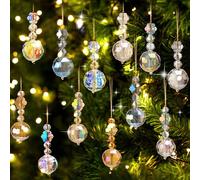 FALSKT 12PCS Christmas Tree Decorations Crystal Ball Hanging Ornaments 25mm & 27mm Glass Christmas Baubles Rainbow Prism Glass Balls for Xmas Tree Wedding Party Home Decor Suncatcher