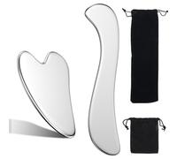 FALSKT 2 Pcs Stainless Steel Gua Sha Tool Muscle Scraper Tool Set for IASTM Therapy -Soft Tissue Mobilization Tool Gua Sha for Face Eyes Neck Back Legs Arms Relieve Muscle Tensions Reduce Puffiness