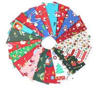 FALSKT 20pcs Christmas Fabric Fat Quarters Fabric Bundles 25cm×25cm Christmas Cotton Fabric Patchwork Christmas Material Squares for DIY Handmade Sewing Quilting