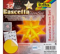 Faltblätter Bascetta Stern Transparent gelb, 15x15 150 x 150 mm Yellow